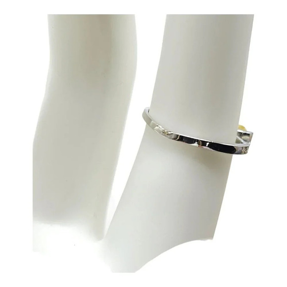 925 Sterling Silver Yellow Glass Solitaire Style Ring Faceted Size 6 - Picture 3 of 6